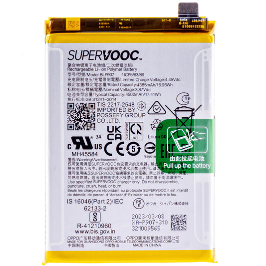 Batteria Oppo Reno8 Lite / Reno8 4G / Reno7 / F21 Pro / F21 Pro 5G, BLP907, Service Pack 4180001
