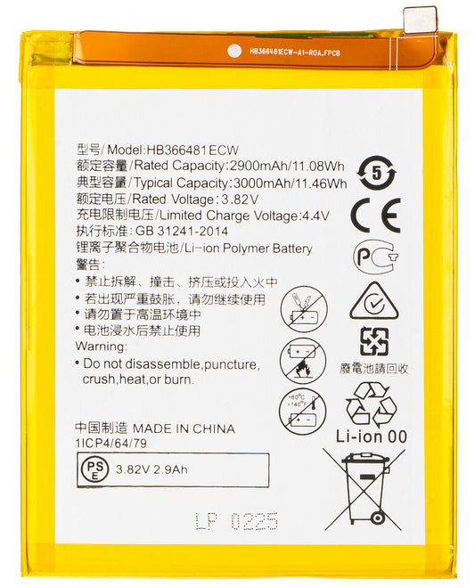 Batteria per Huawei Y6 (2018) / P9 Lite (2017) / P20 Lite / P smart (2017) / P10 Lite, HB366481ECW