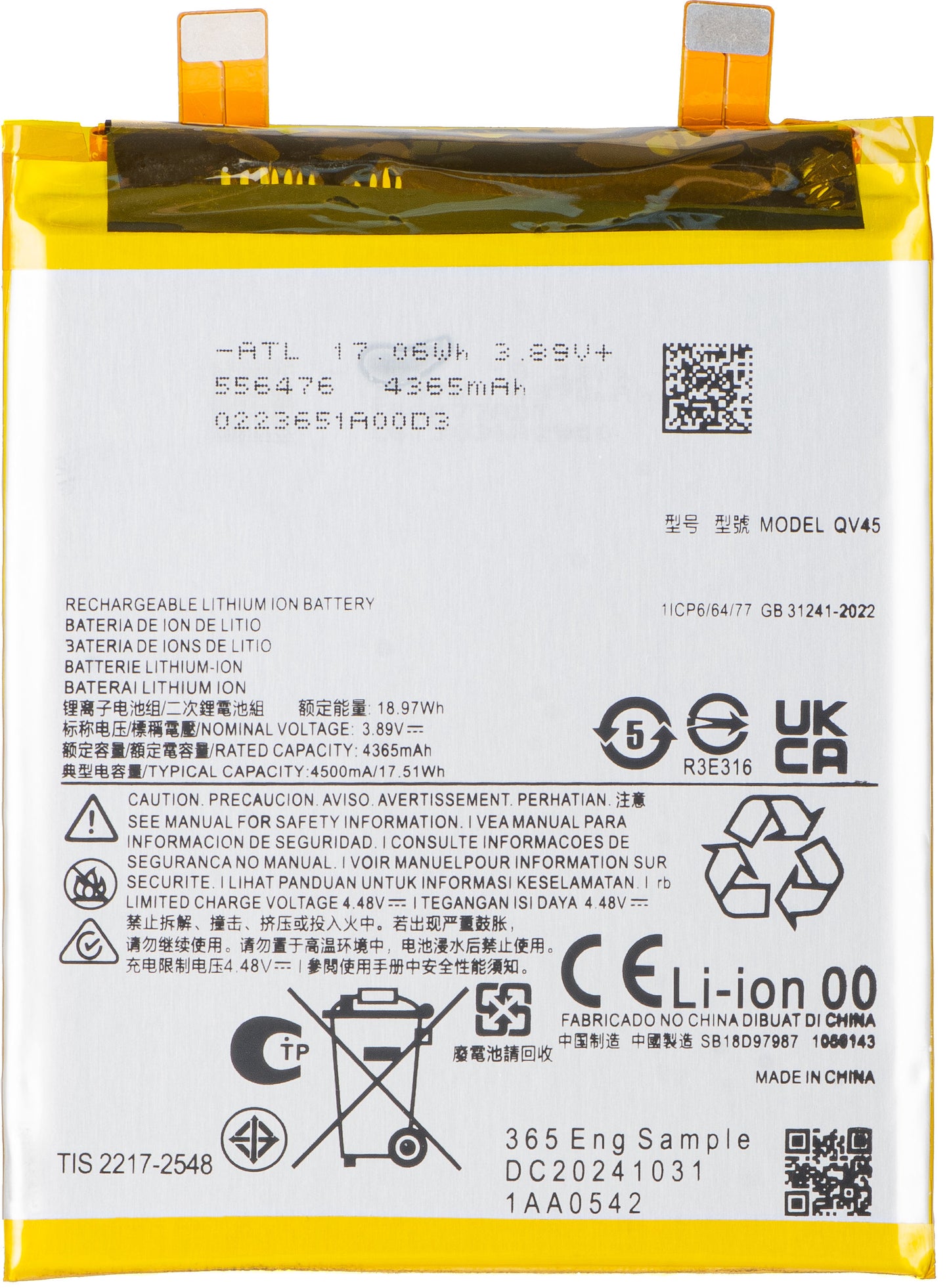 Batteria per Motorola Edge 50 Ultra, QV45