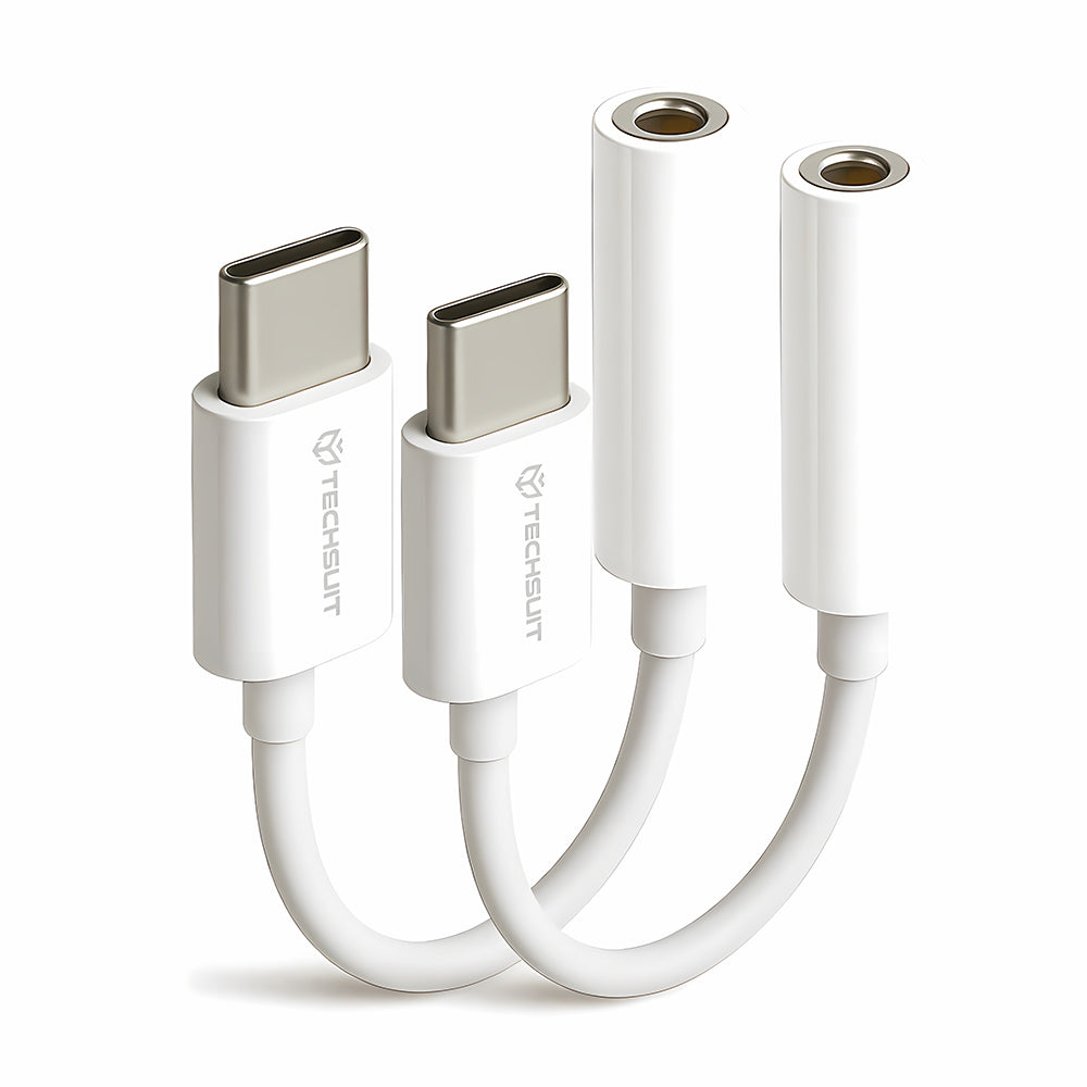 Adattatore Audio USB-C - 3.5mm Techsuit AC18 MusicBox, Bianco, Set 2 pezzi
