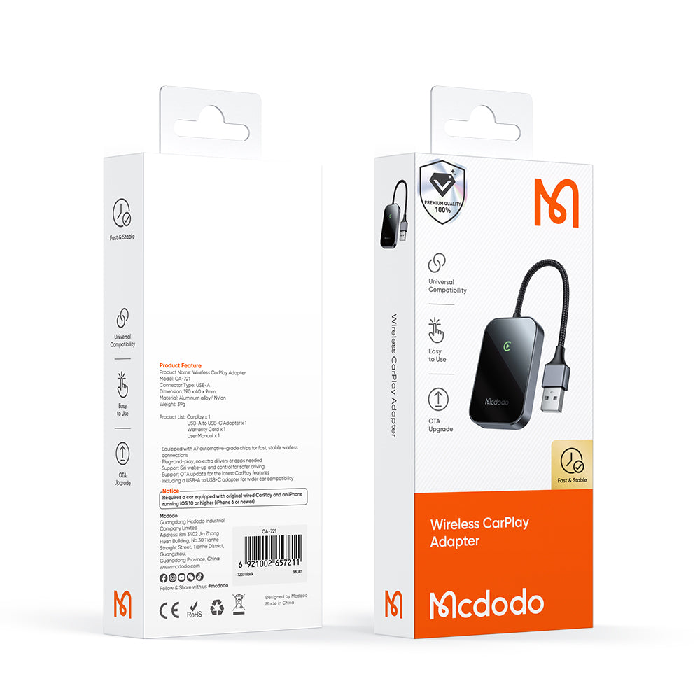 Adattatore Carplay Wireless McDodo CA-7210 per Apple iPhone Series