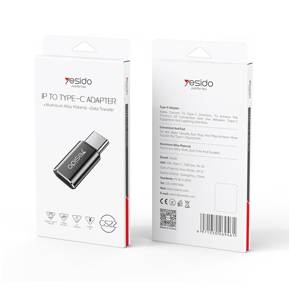 Adattatore Dati e Ricarica Lightning - USB-C Yesido GS22, Grigio