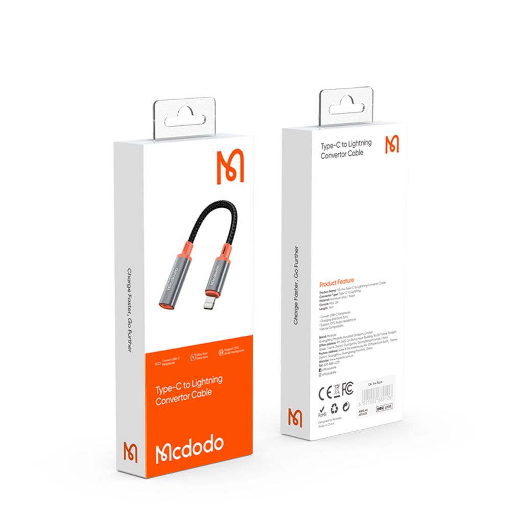 Adattatore Dati e Ricarica USB-C - Lightning McDodo CA-1440, Nero