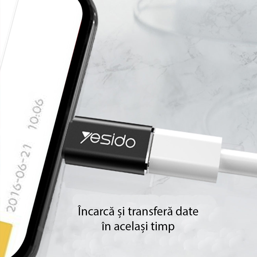 Adattatore Dati e Ricarica USB-C - Lightning Yesido GS03, Nero
