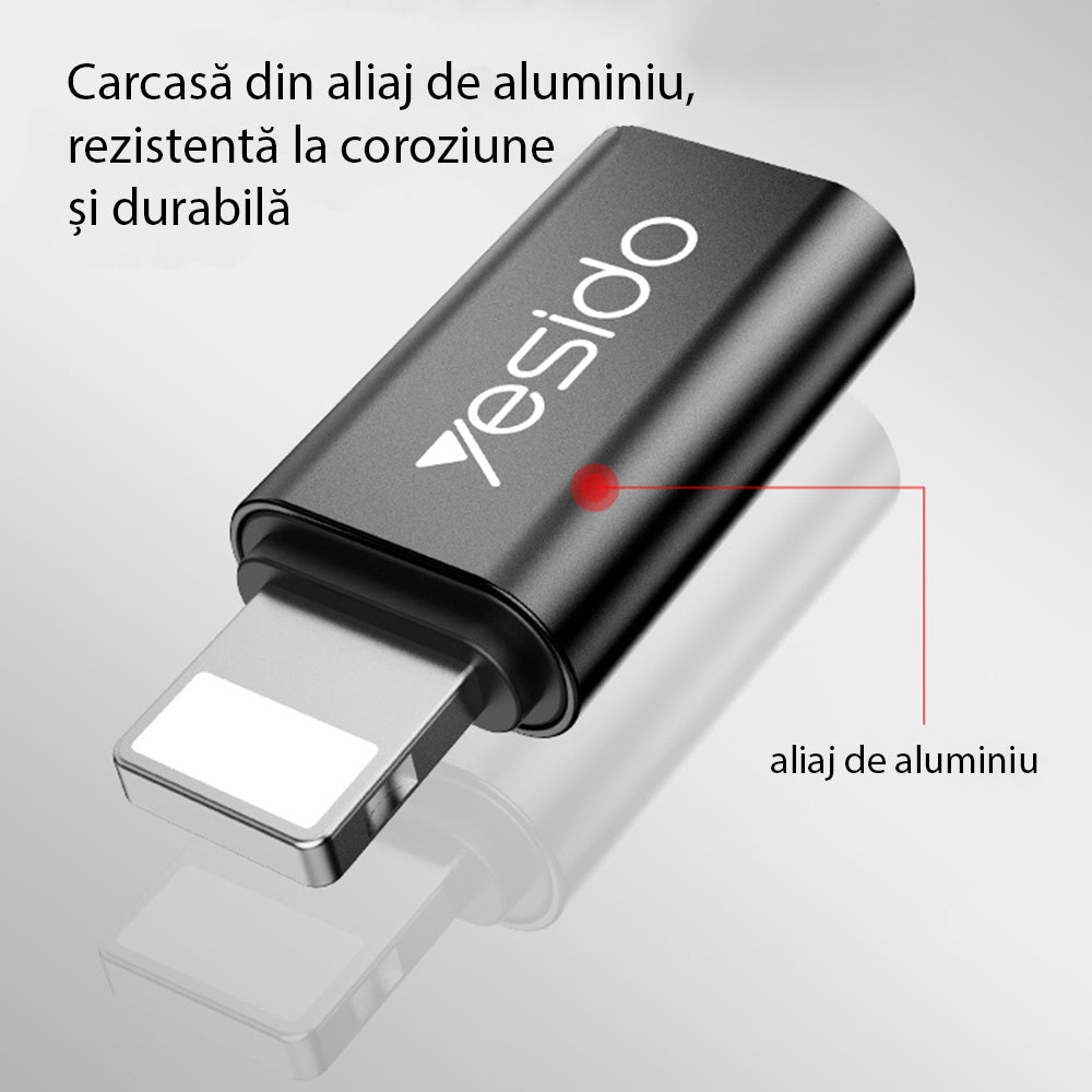 Adattatore Dati e Ricarica USB-C - Lightning Yesido GS03, Nero