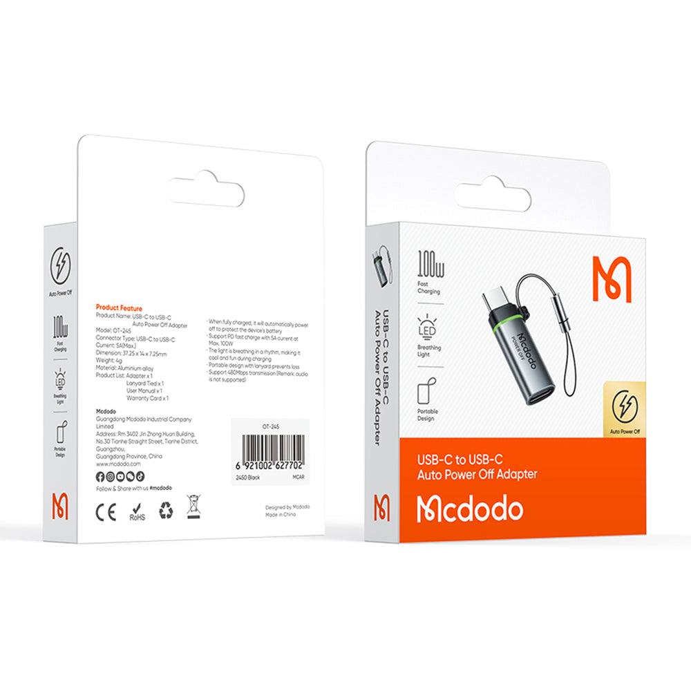 Adattatore Dati e Ricarica USB-C - USB-C McDodo OT-2450 Power Off, Nero