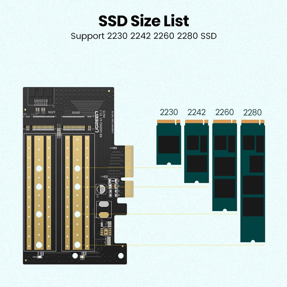 Adattatore Interfaccia SSD UGREEN CM302 (70504), NVMe M.2 / SATA - PCIe 3.0 X4
