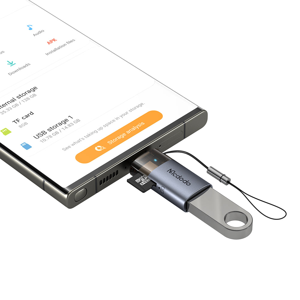 Lettore di schede USB-C McDodo OT-7600, USB-A (OTG) - microSD, Nero