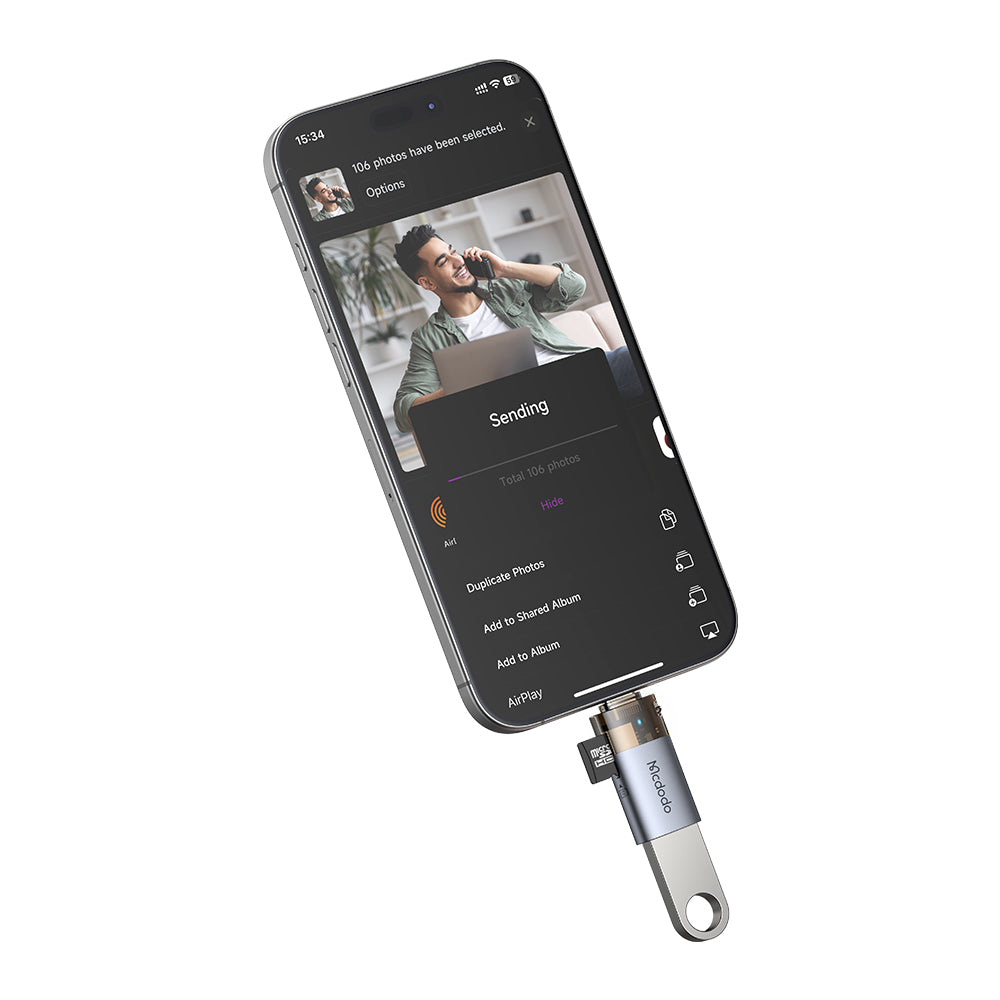 Lettore di schede USB-C McDodo OT-7600, USB-A (OTG) - microSD, Nero
