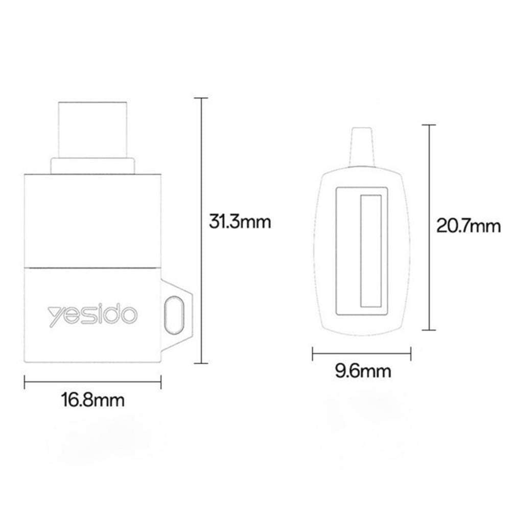 Adattatore OTG USB-C - USB-A Yesido GS31, Grigio