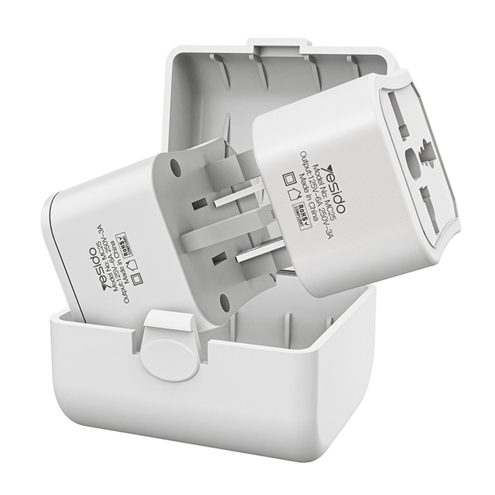 Adattatore di Rete Yesido MC25 Travel CN/ US / EU / UK, Bianco