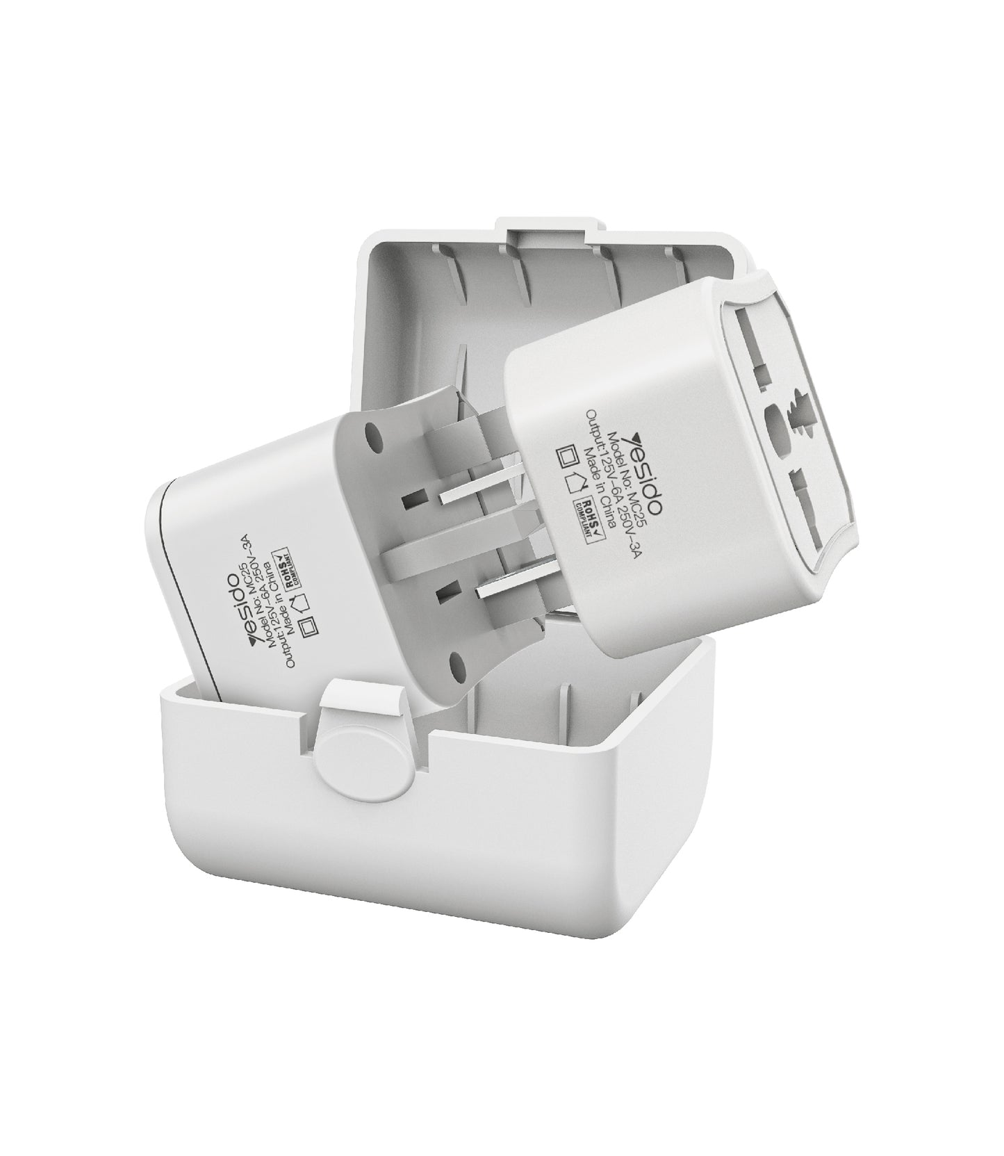 Adattatore di Rete Yesido MC25 Travel CN/ US / EU / UK, Bianco
