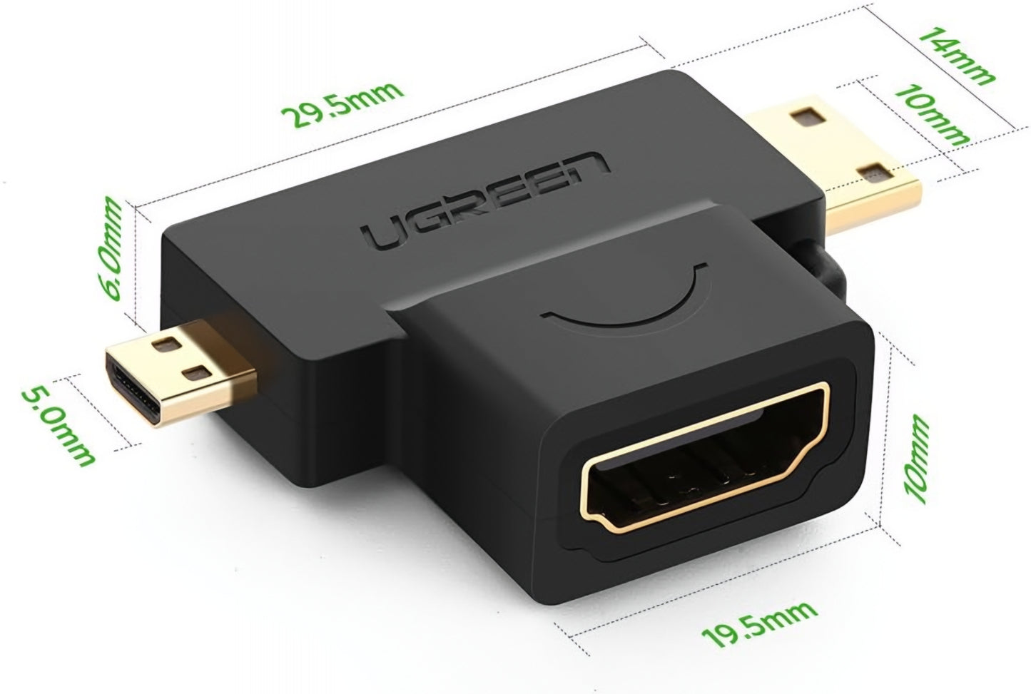 Adattatore Video UGREEN HD129, miniHDMI / microHDMI - HDMI, 1080P, Nero