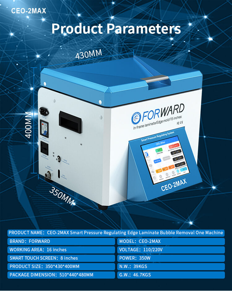 Pacchetto Macchina Laminazione OCA / Eliminazione Bolle + Compressore Aria + Pompa Vuoto Forward CEO-2Max + FW-122B + FW-126S