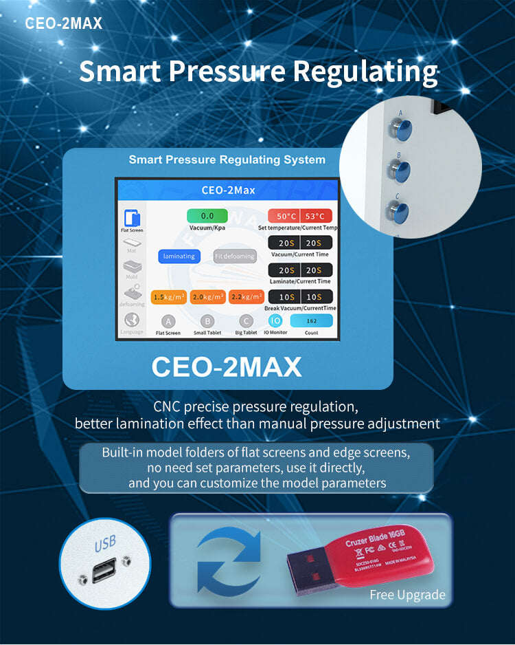 Pacchetto Macchina Laminazione OCA / Eliminazione Bolle + Compressore Aria + Pompa Vuoto Forward CEO-2Max + FW-122B + FW-126S