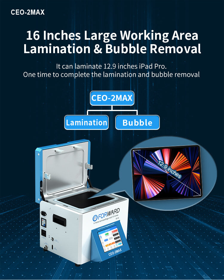 Pacchetto Macchina Laminazione OCA / Eliminazione Bolle + Compressore Aria + Pompa Vuoto Forward CEO-2Max + FW-122B + FW-126S