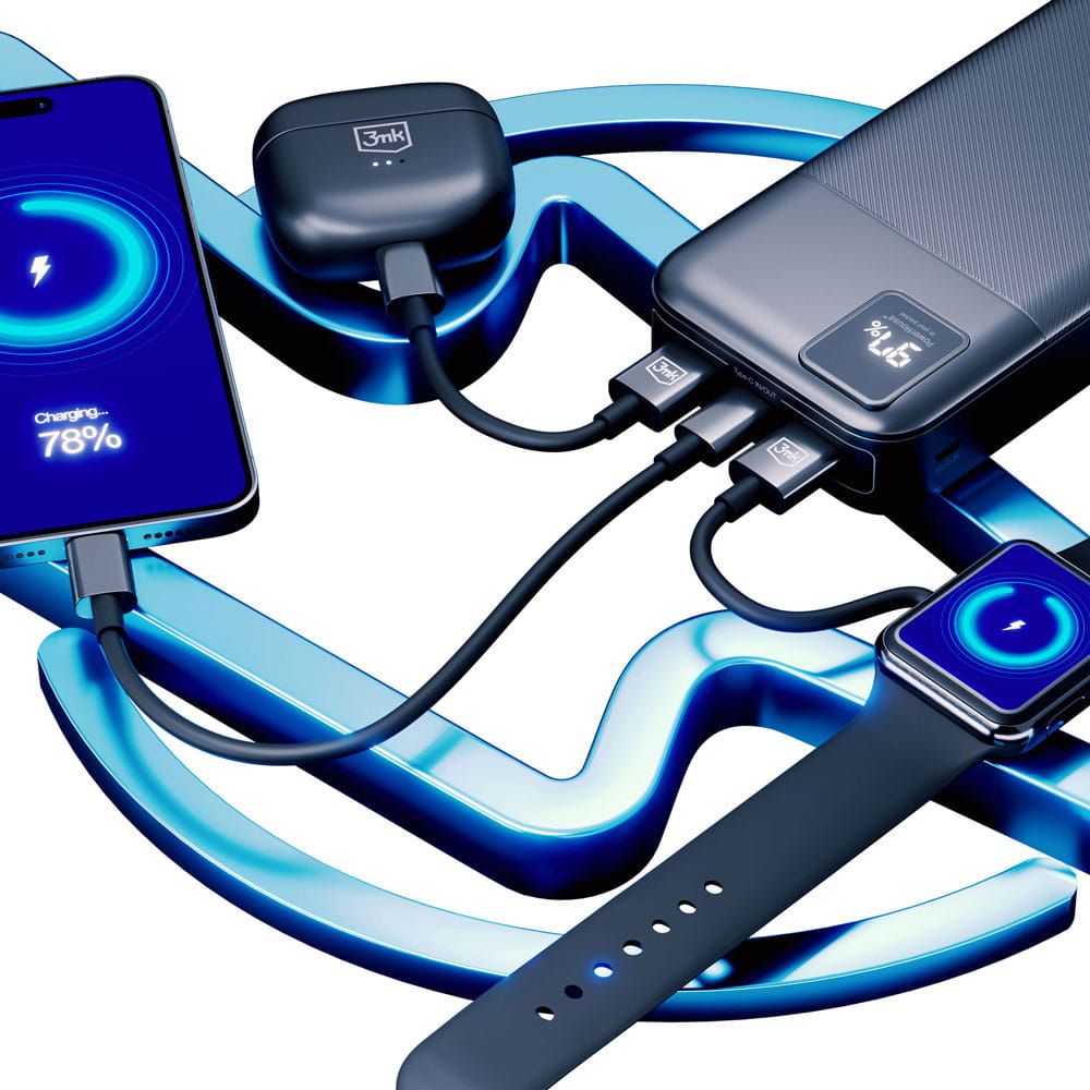 Batteria esterna 3MK PowerHouse, 20000mAh, 22,5W, QC + PD, 1 x USB-A - 1 x USB-C, Nero