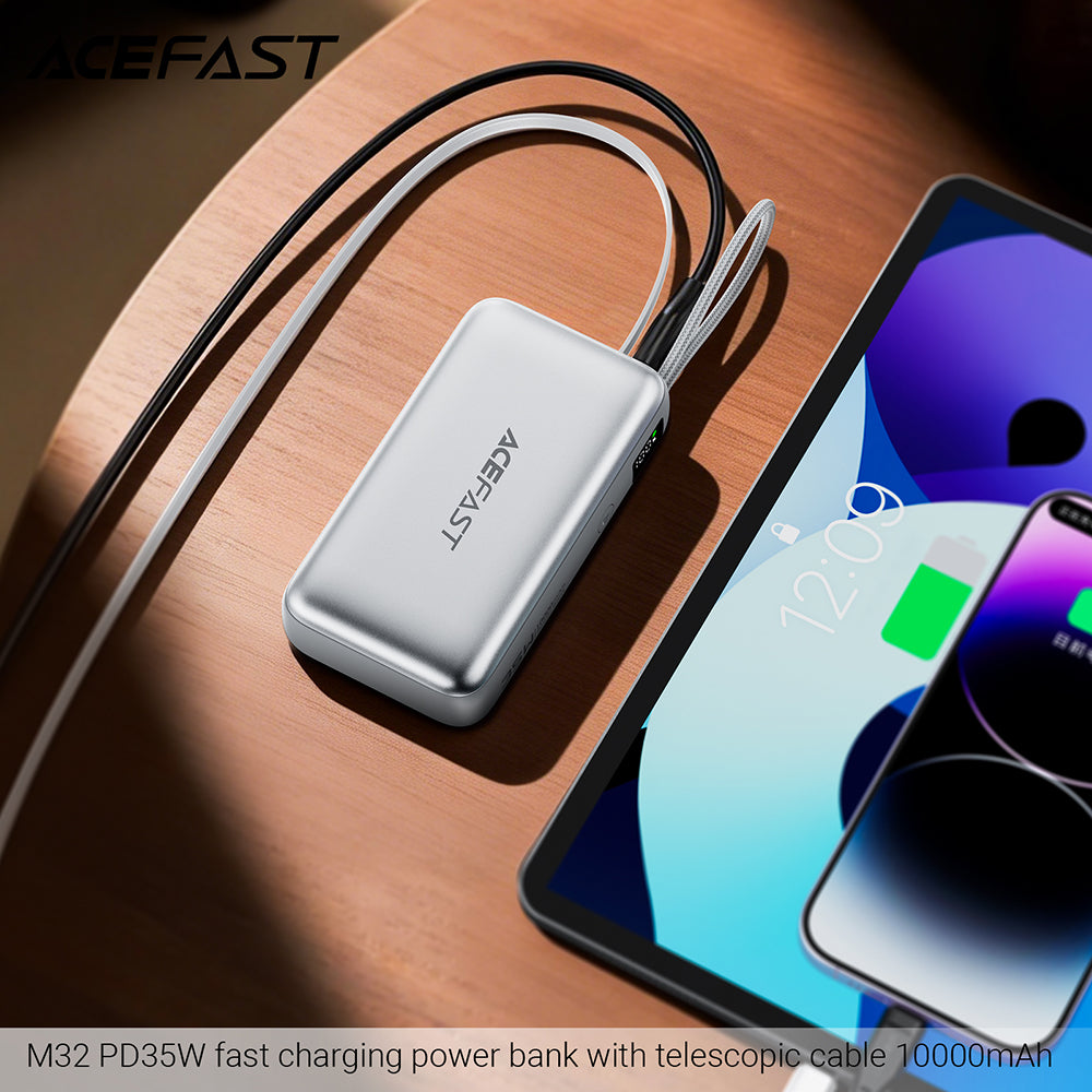 Batteria Esterna Acefast M32, 10000mAh, 35W, PD, 2 x USB-C, Argento