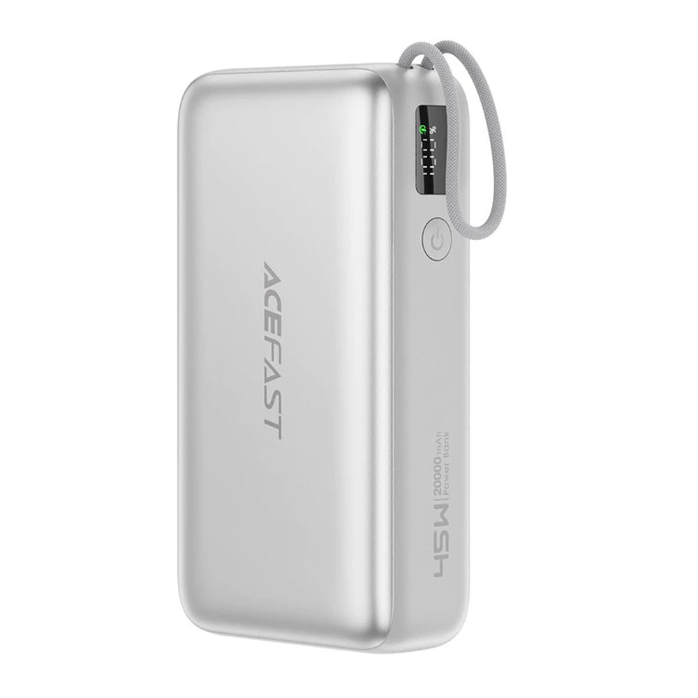 Batteria Esterna Acefast M34, 20000mAh, 45W, QC + PD, 1 x USB-A - 2 x USB-C, Argento