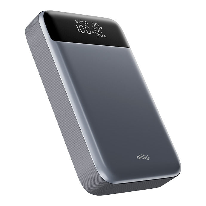 Batteria Esterna Allity. APB-200 PocketPower, 19200mAh, 130W, QC + PD, 1 x USB-A - 2 x USB-C, Grigio