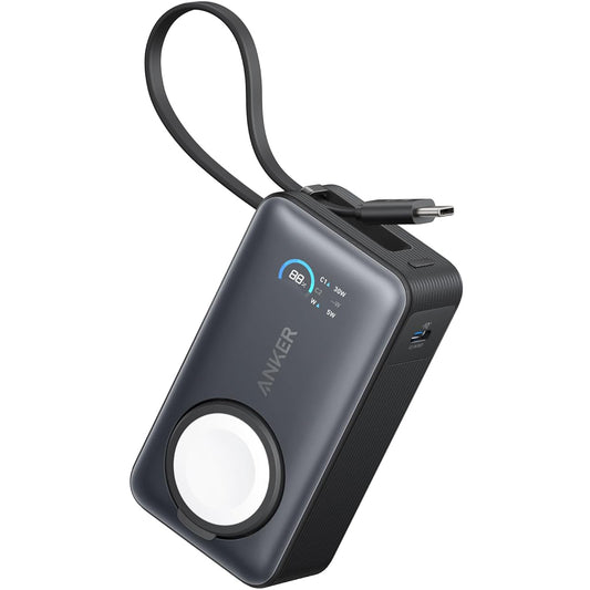 Anker MagGo Batteria esterna, 10000mAh, 35W, PD + QI, 1 x QI - 2 x USB-C, Nero A1657011