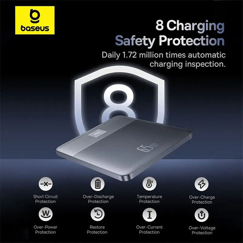 Batteria Esterna Baseus Blade 2, 12000mAh, 65W, PD, 2 x USB-C, Arancione P10063801733-00