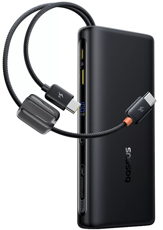 Batteria Esterna Baseus EnerFill FC41, 20000mAh, 100W, QC + PD, 1 x USB-A - 3 x USB-C, Nera E0028N03