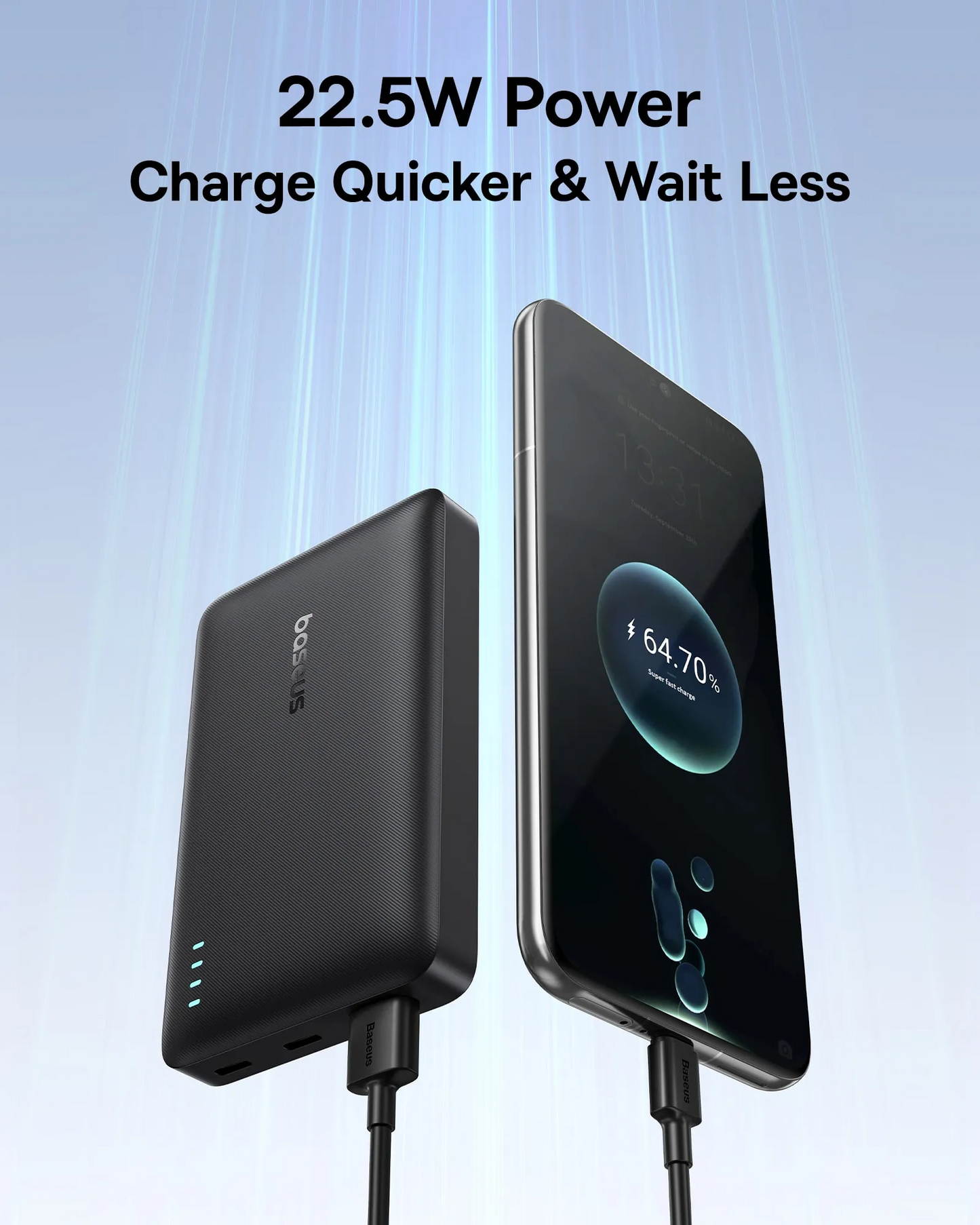 Batteria Esterna Baseus EnerFill FP21, 10000mAh, 22.5W, QC + PD, 1 x USB-A - 2 x USB-C, Nera P1008210D123-00