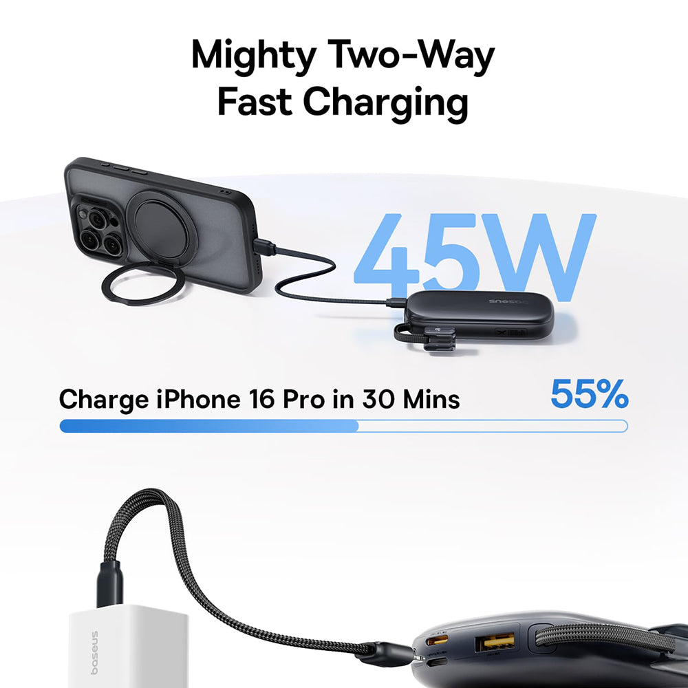 Batteria Esterna Baseus EnerFill FC21 Qpow 3 Ultra, 10000mAh, 45W, QC + PD, 1 x USB-A - 1 x USB-C, Rosa E0027Q02
