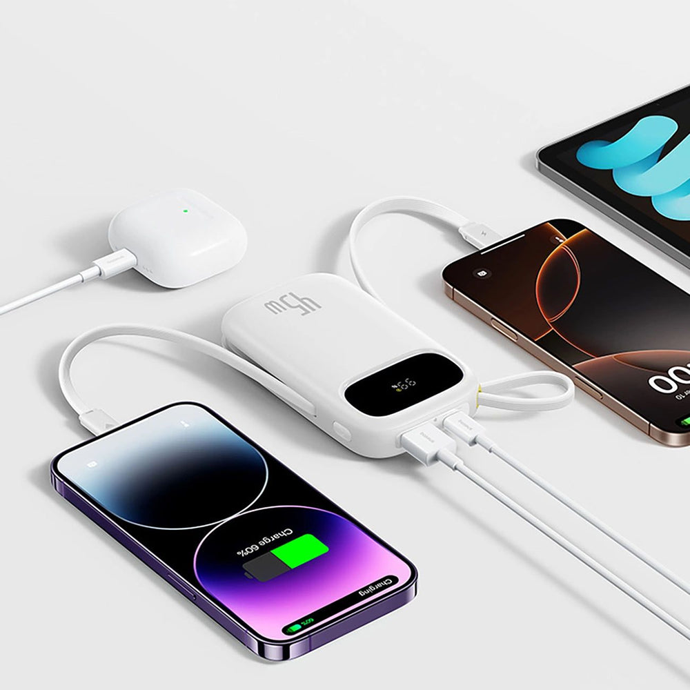 Batteria Esterna Baseus EnerFill FC31 Qpow 3, 10000mAh, 45W, QC + PD, 1 x Lightning - 1 x USB-A - 2 x USB-C, Bianca E0028C01