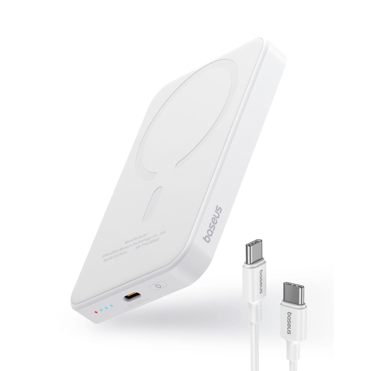 Batteria Esterna Wireless Baseus Magnetic Mini, 5000mAh, 20W, PD + FQI, 1 x QI - 1 x USB-C, Bianca P10022107223-00