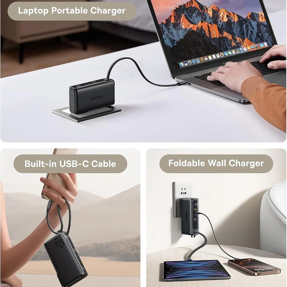 Batteria Esterna Baseus Nomos NT11 Omni US, 10000mAh, 67W, QC + PD, 1 x USB-A - 2 x USB-C, Nera P10078807123-00