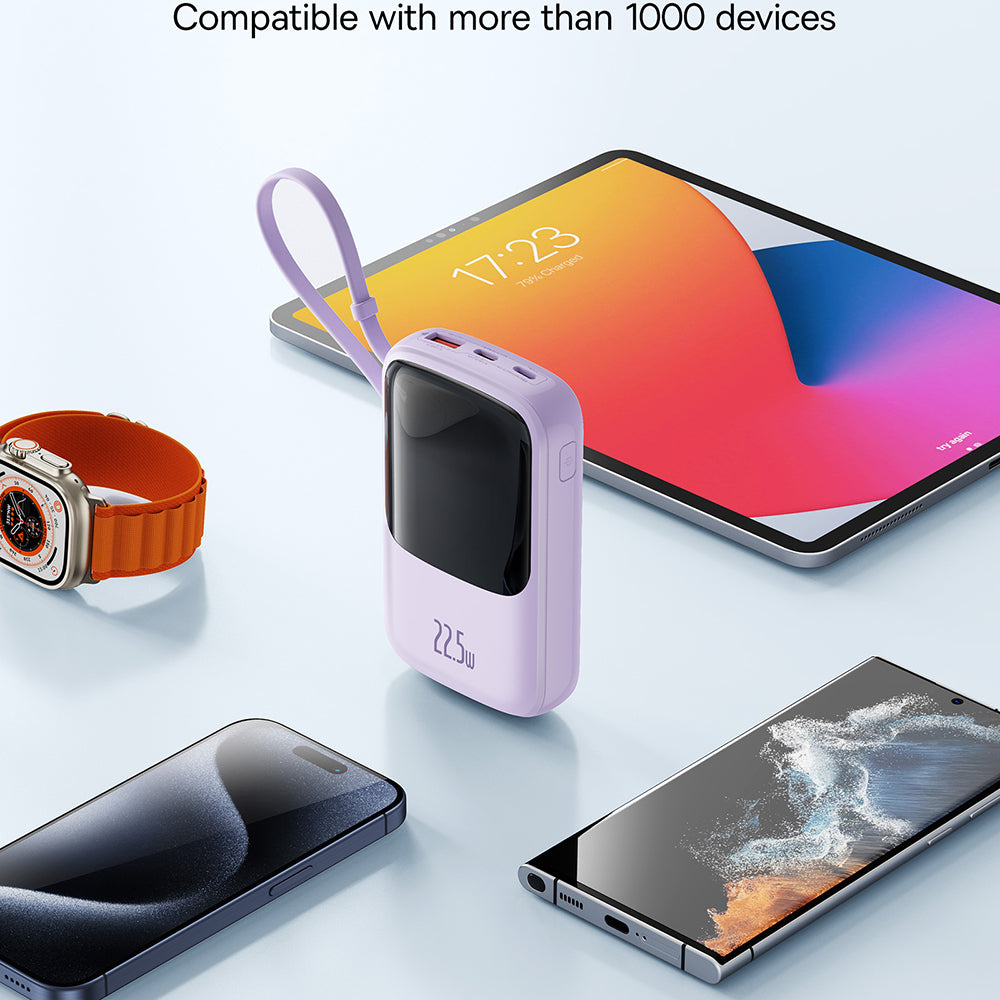 Batteria Esterna Baseus Qpow Pro+, 10000mAh, 22.5W, QC + PD, 1 x USB-A - 2 x USB-C, Viola P10067101513-00