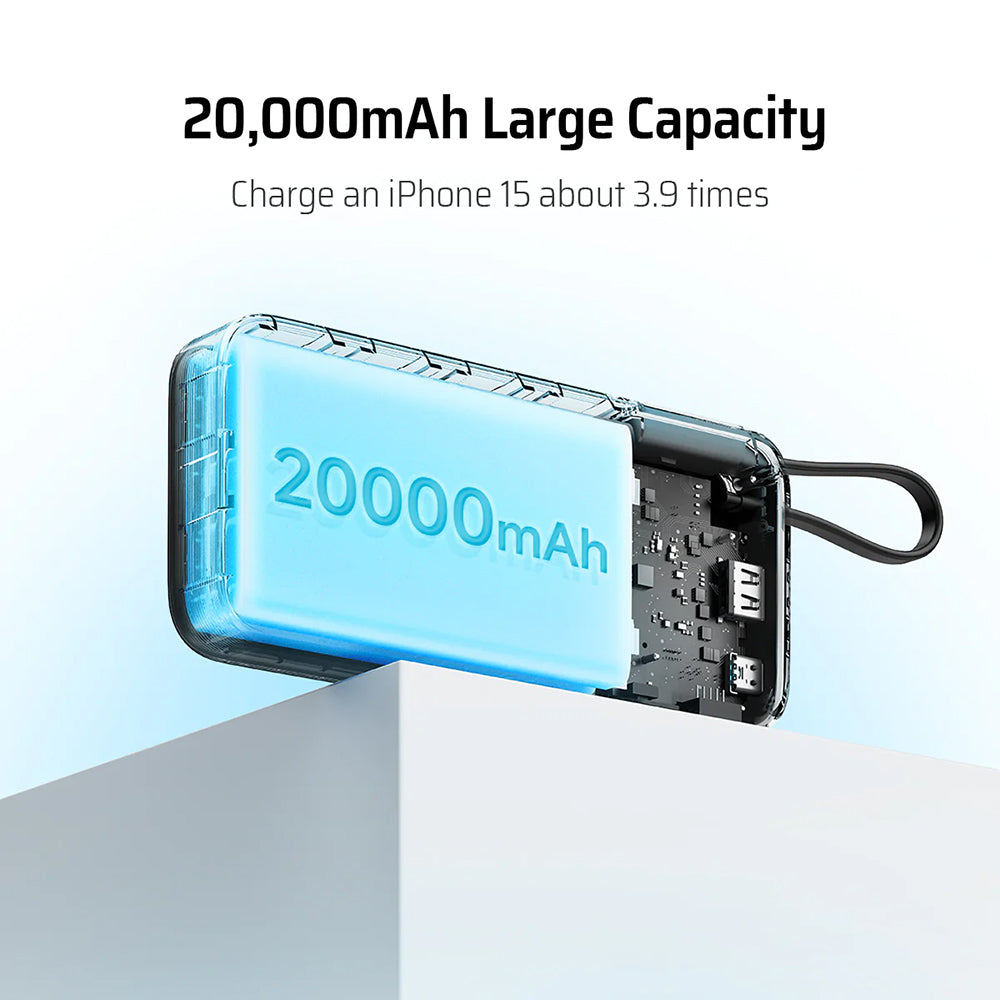 Batteria Esterna Cuktech LPB200N, 20000mAh, 45W, QC + PD, 1 x USB-A - 2 x USB-C, Bianca CUKP200NGLLG