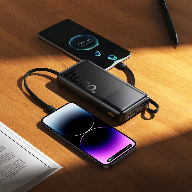Batteria Esterna HOCO J156 Founder, 10000mAh, 22.5W, QC + PD, 1 x Lightning - 1 x microUSB - 1 x USB-A - 2 x USB-C, Nera