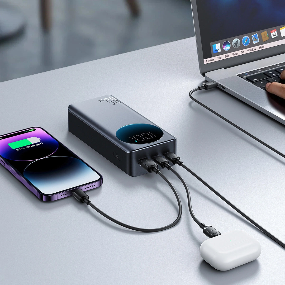 Batteria Esterna Joyroom JR-PBF05, 30000mAh, 65W, QC + PD, 1 x USB-A - 2 x USB-C, Nera
