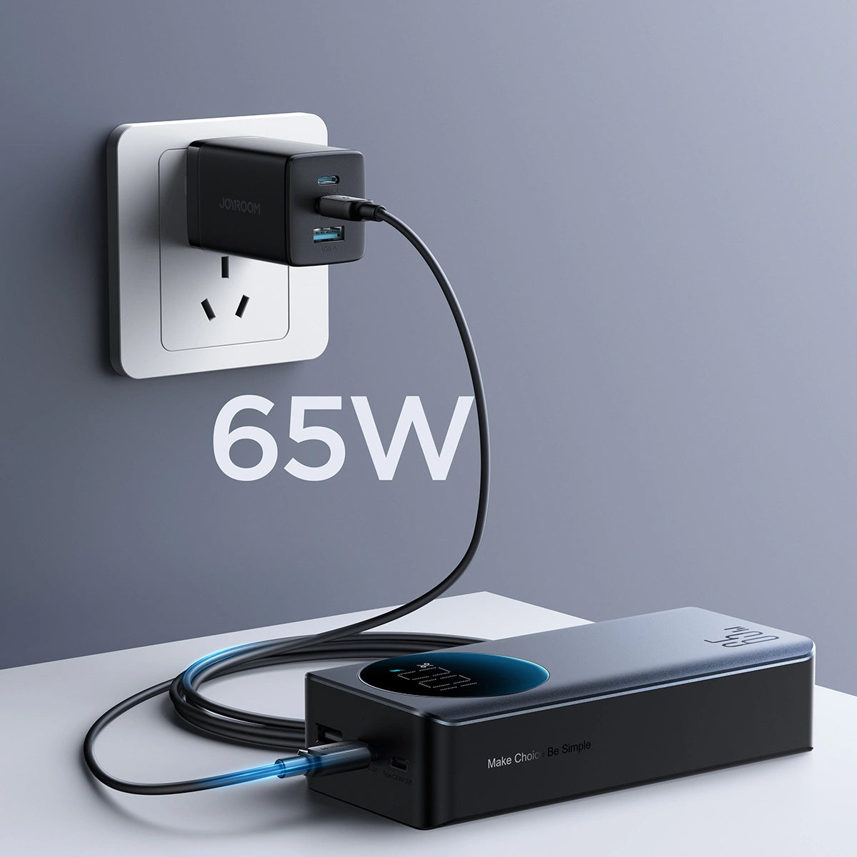 Batteria Esterna Joyroom JR-PBF05, 30000mAh, 65W, QC + PD, 1 x USB-A - 2 x USB-C, Nera