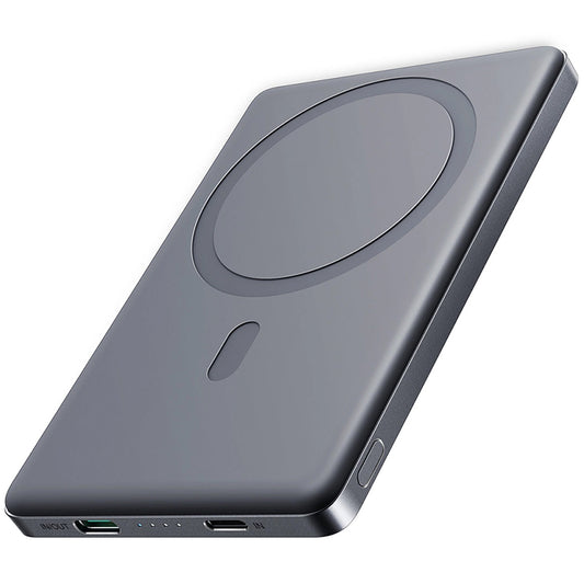 External Battery Joyroom JR-PBM08 MagSafe, 5000mAh, 20W, PD + FQI, 1 x QI - 1 x USB-C, Grey