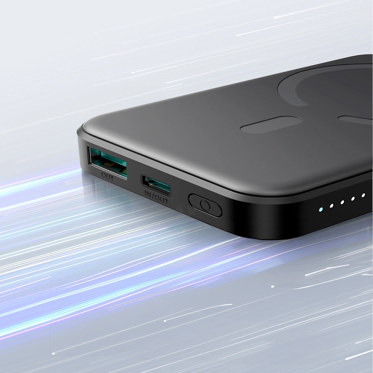Batteria Esterna Wireless Joyroom JR-W020 Mini, 5000mAh, 20W, QC + PD + FQI, 1 x QI - 1 x USB-A - 1 x USB-C, Nera