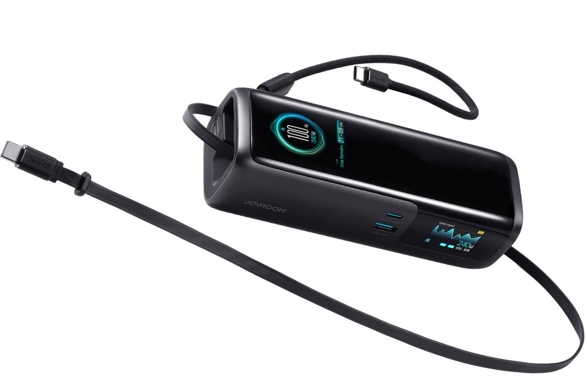 Batteria esterna Joyroom PODIX PR70, 25000 mAh, 240 W, QC + PD, 1 x USB-A - 3 x USB-C, nera