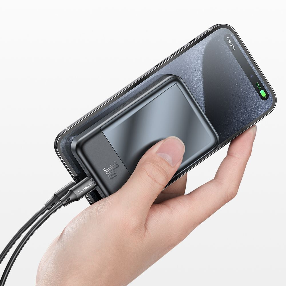 Batteria Esterna Wireless McDodo MC-5931 Ambilight, 10000mAh, 30W, PD + FQI, 1 x QI - 1 x USB-C, Nera