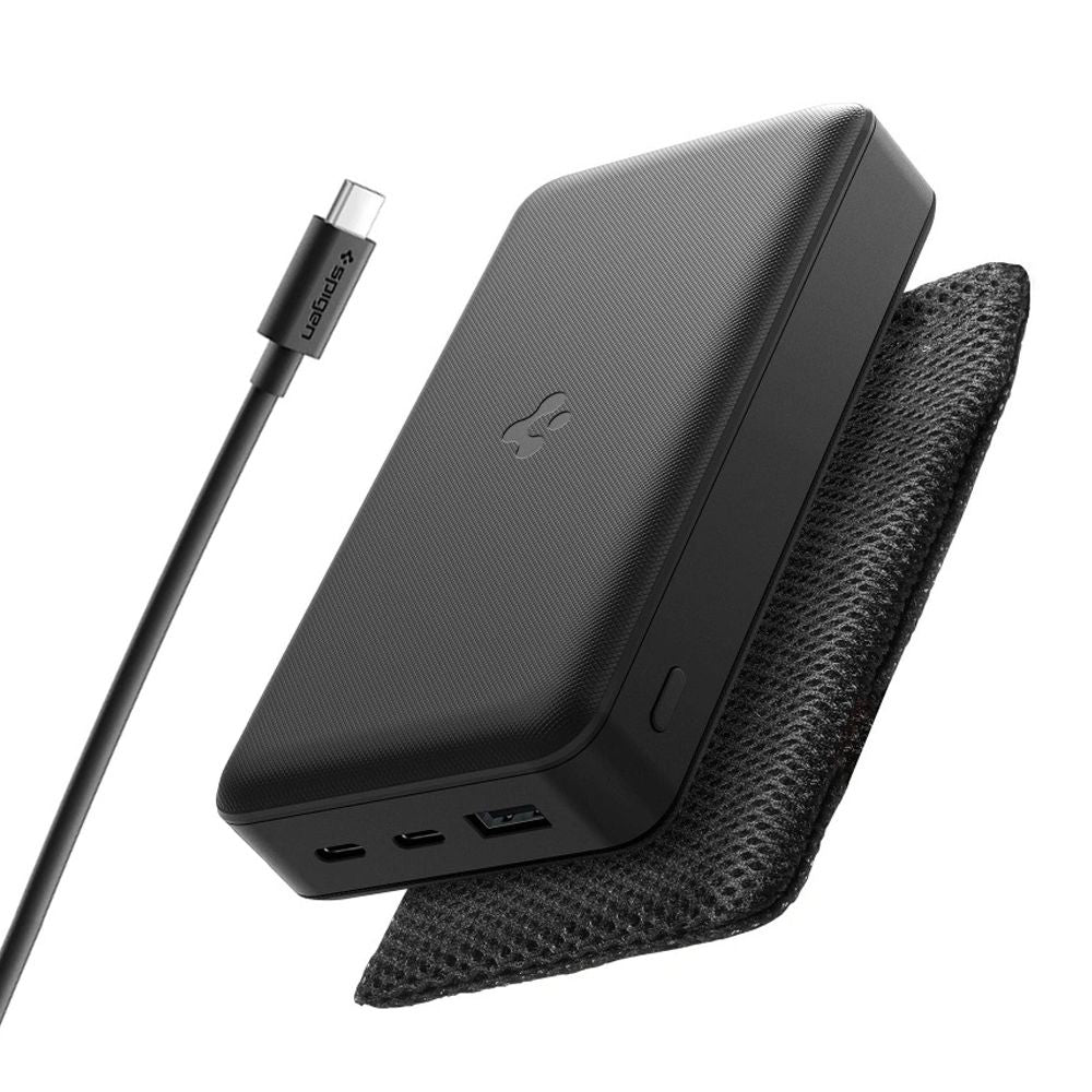 Batteria Esterna Spigen, 30000mAh, 30W, QC + PD, 1 x USB-A - 2 x USB-C, Nera