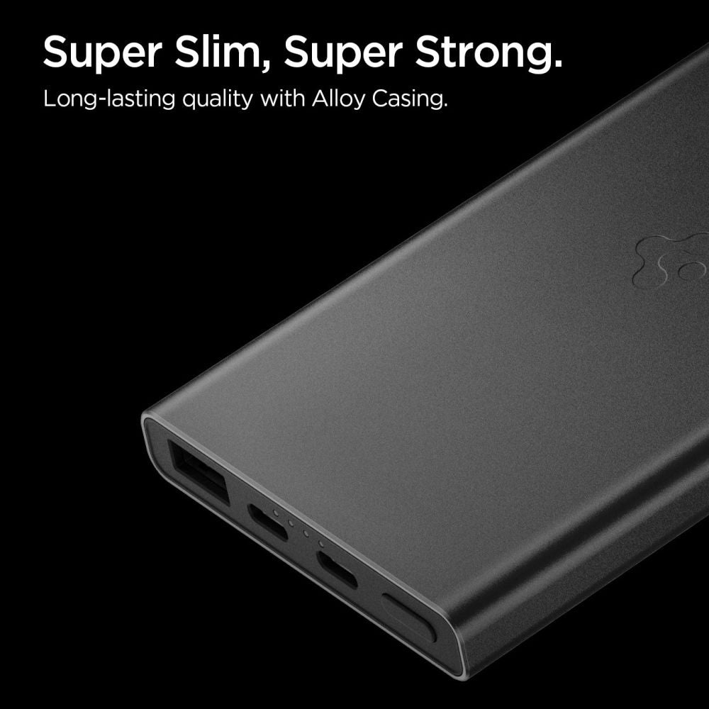 Batteria Esterna Spigen Essential, 10000mAh, 22.5W, QC + PD, 1 x USB-A - 2 x USB-C, Nera ABA09431
