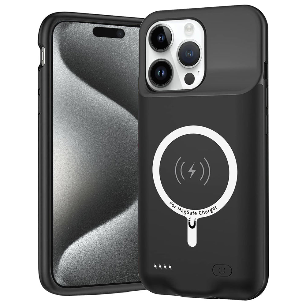 Batteria Esterna Tipo Custodia Wireless Techsuit Power Pro Battery per Apple iPhone 15 Pro, 7000mAh, Nera