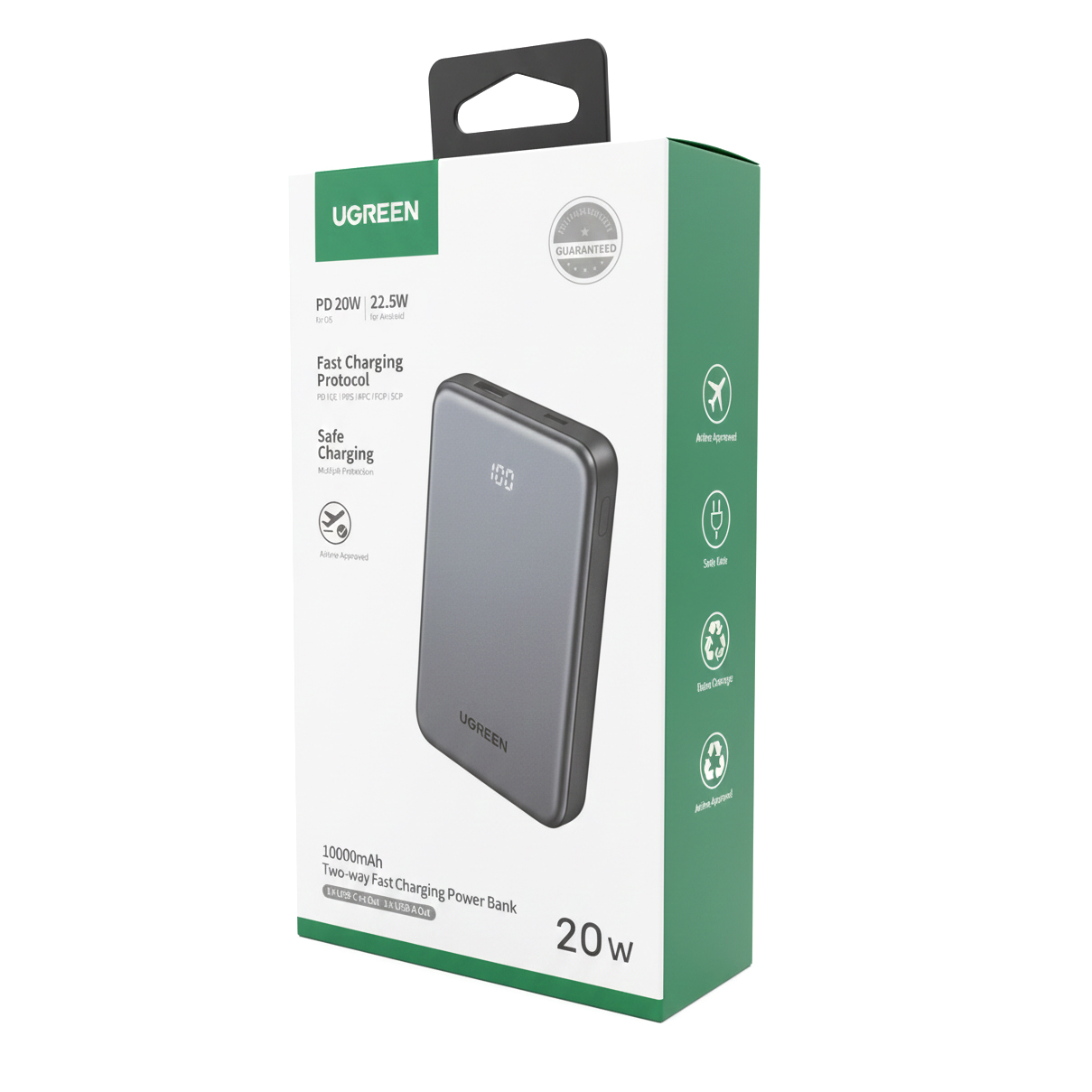 Batteria Esterna UGREEN 75131B, 10000mAh, 22.5W, QC + PD, 1 x USB-A - 1 x USB-C, Grigio