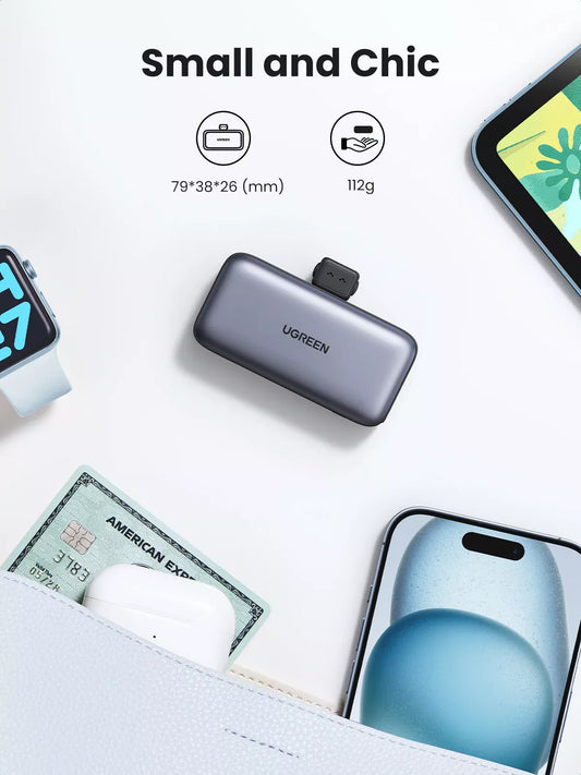 UGREEN PB503 Batteria esterna, 5000mAh, 22,5W, PD, 1 x USB-C, Grigio