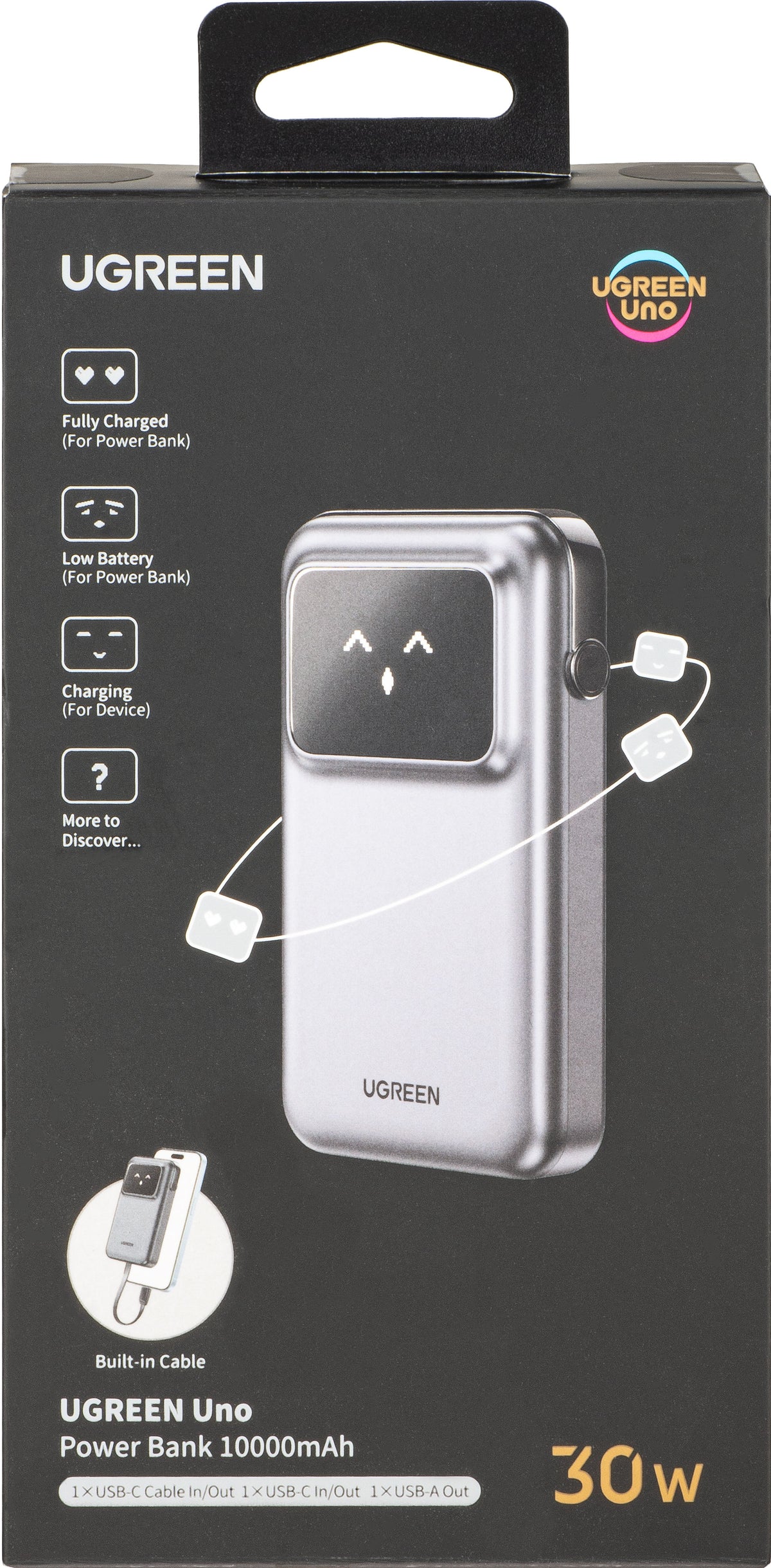 Batteria Esterna UGREEN PB511 Uno, 10000mAh, 30W, QC + PD, 1 x USB-A - 2 x USB-C, Grigio