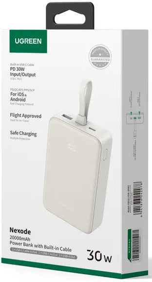 Batteria Esterna UGREEN PB521, 20000mAh, 30W, QC + PD, 1 x USB-A - 2 x USB-C, Bianca