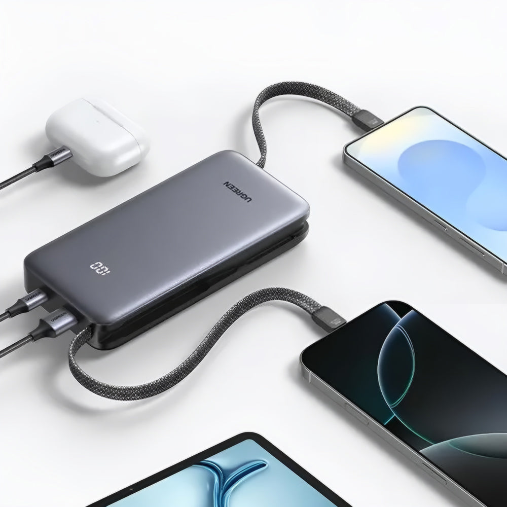 Batteria Esterna UGREEN PB528 (55985B), 20000mAh, 30W, QC + PD, 1 x USB-A - 3 x USB-C, Grigio