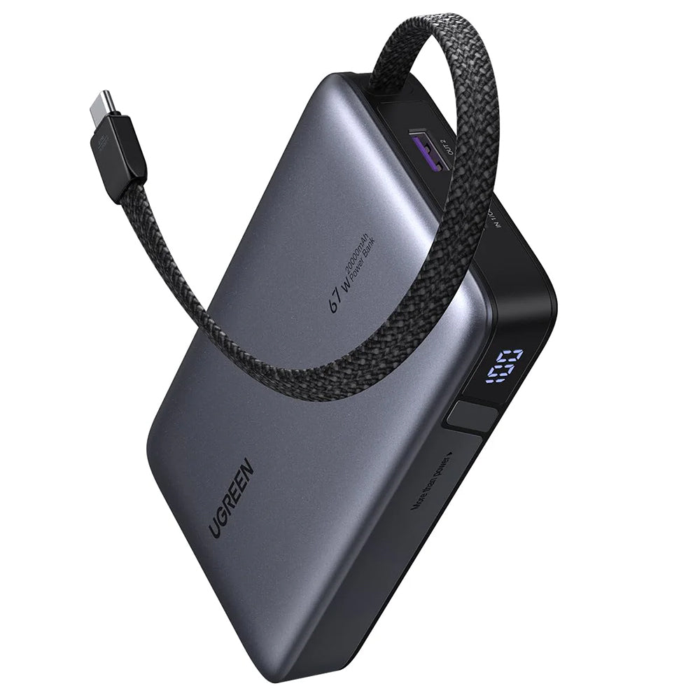 Batteria Esterna UGREEN PB550, 20000mAh, 67W, QC + PD, 1 x USB-A - 2 x USB-C, Grigio